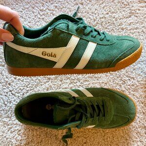 Gola Forest Green Suede Sneakers with White Accents